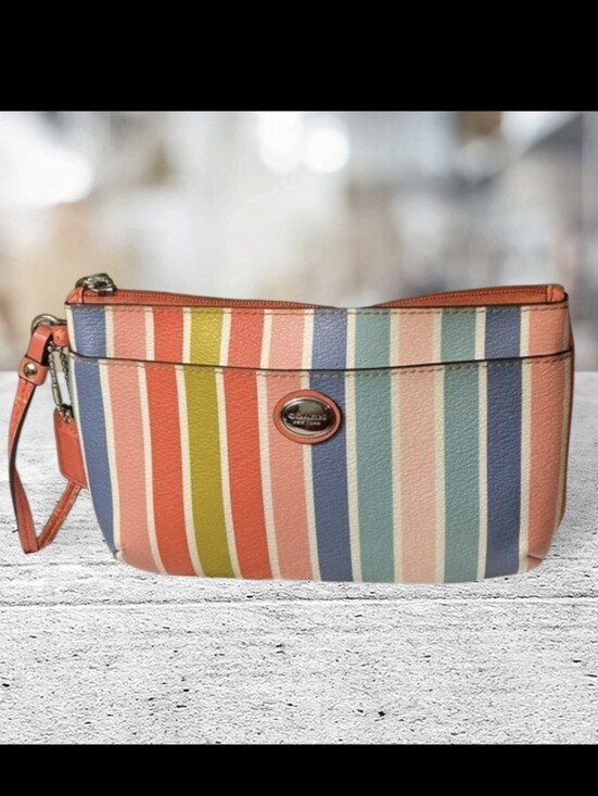 Coach Handbags - Coach Peyton Multicolor Striped Medium Wristlet with Strap & Hangtag